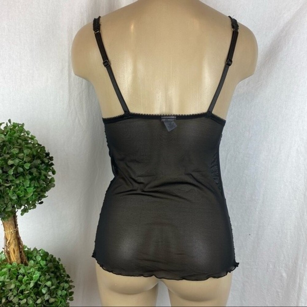 Jezebel Black Sheer Polka Dot Camisole Top S - Picture 3 of 8